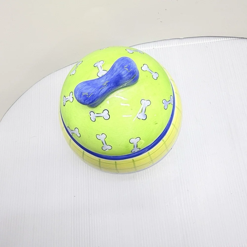 Rare 90's Y2K Find Vintage Hausenware Dog Treat Jar Hand Painted Ceramic